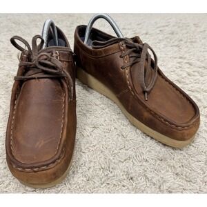 Clarks Wallabee Women's Brown Low Top Leather Crepe Sole Lace Up Shoes Size 9